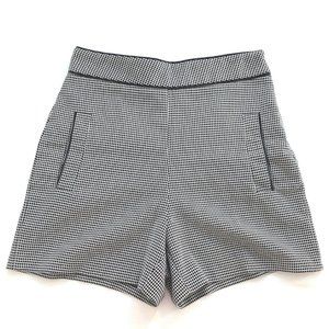 Zara Checkered High-Waisted Black and White Shorts Size S